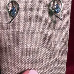 Vintage Von Del sterling screw ons with blue stones